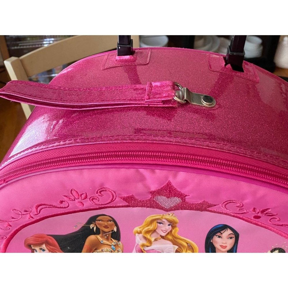 Disney Store 11 Princess Rolling Luggage Kids Pink Travel Suitcase 16 x 14.5 x 7 - Picture 11 of 16